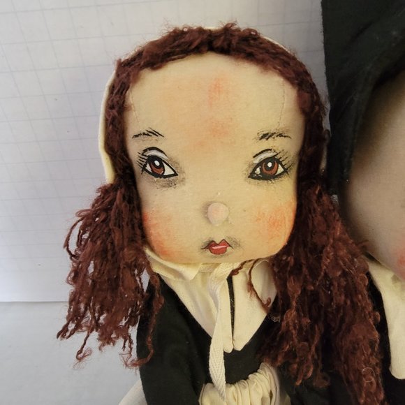 Artist Joe Spencer Pair Pilgrim Adam Eve Doll Figure Set Thanksgiving Boy Girl - Picture 3 of 13